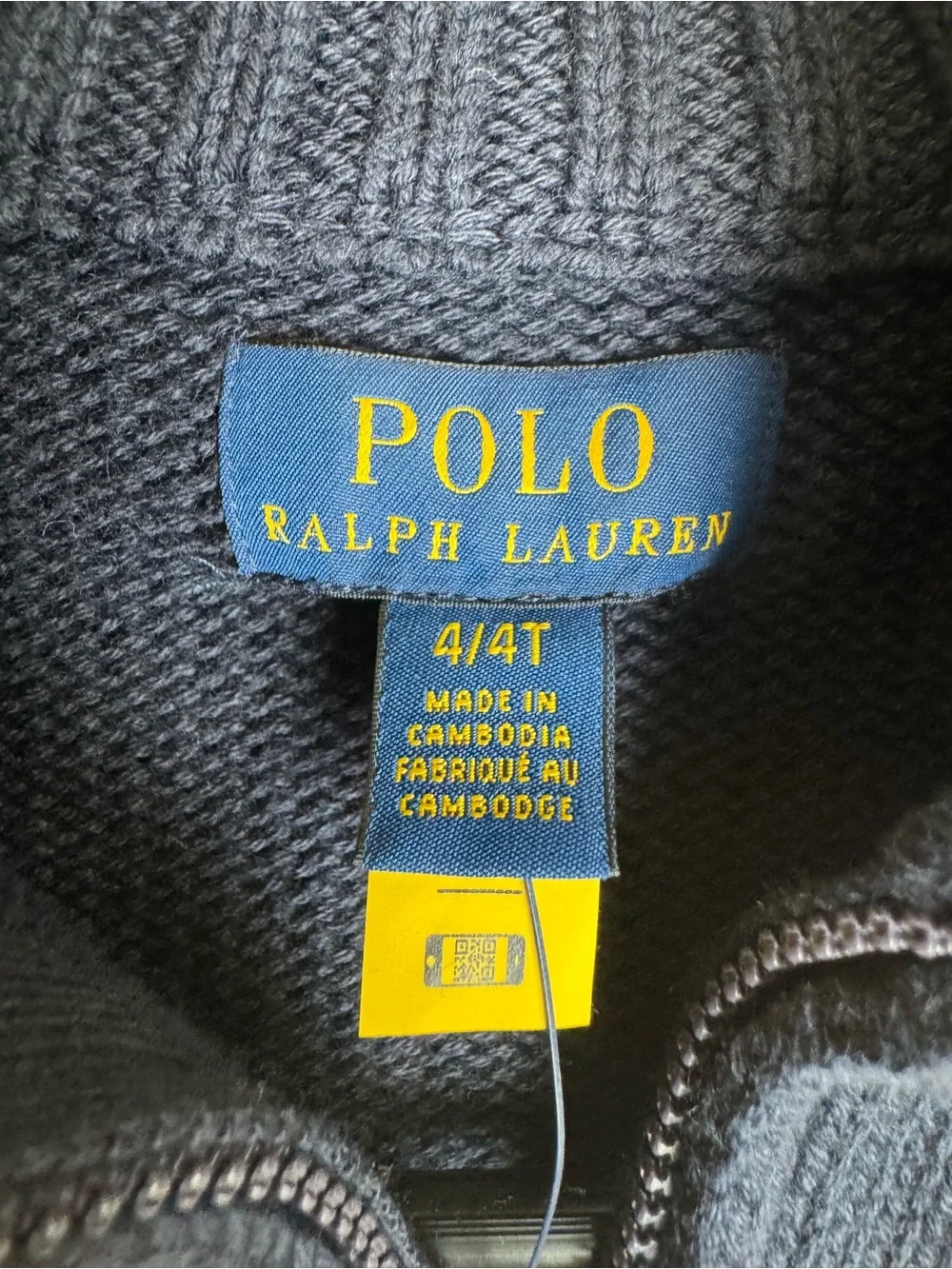 NWT Polo Ralph Lauren Boys 4T Colorblock Quarter Zip Cotton Sweater